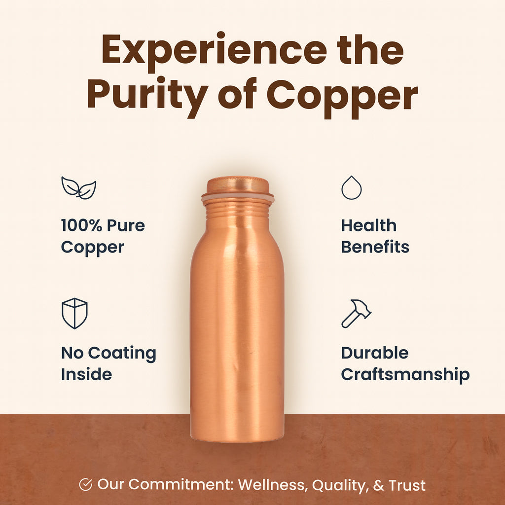Pure Copper Handcrafted Water Bottle – 16 OZ Capacity