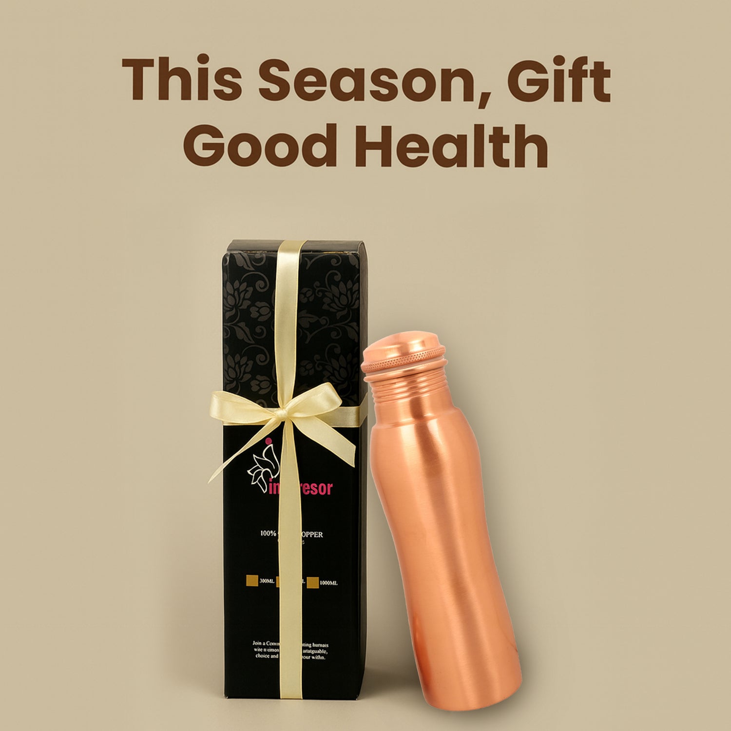 Pure Copper Handcrafted Water Bottle 25.36 OZ