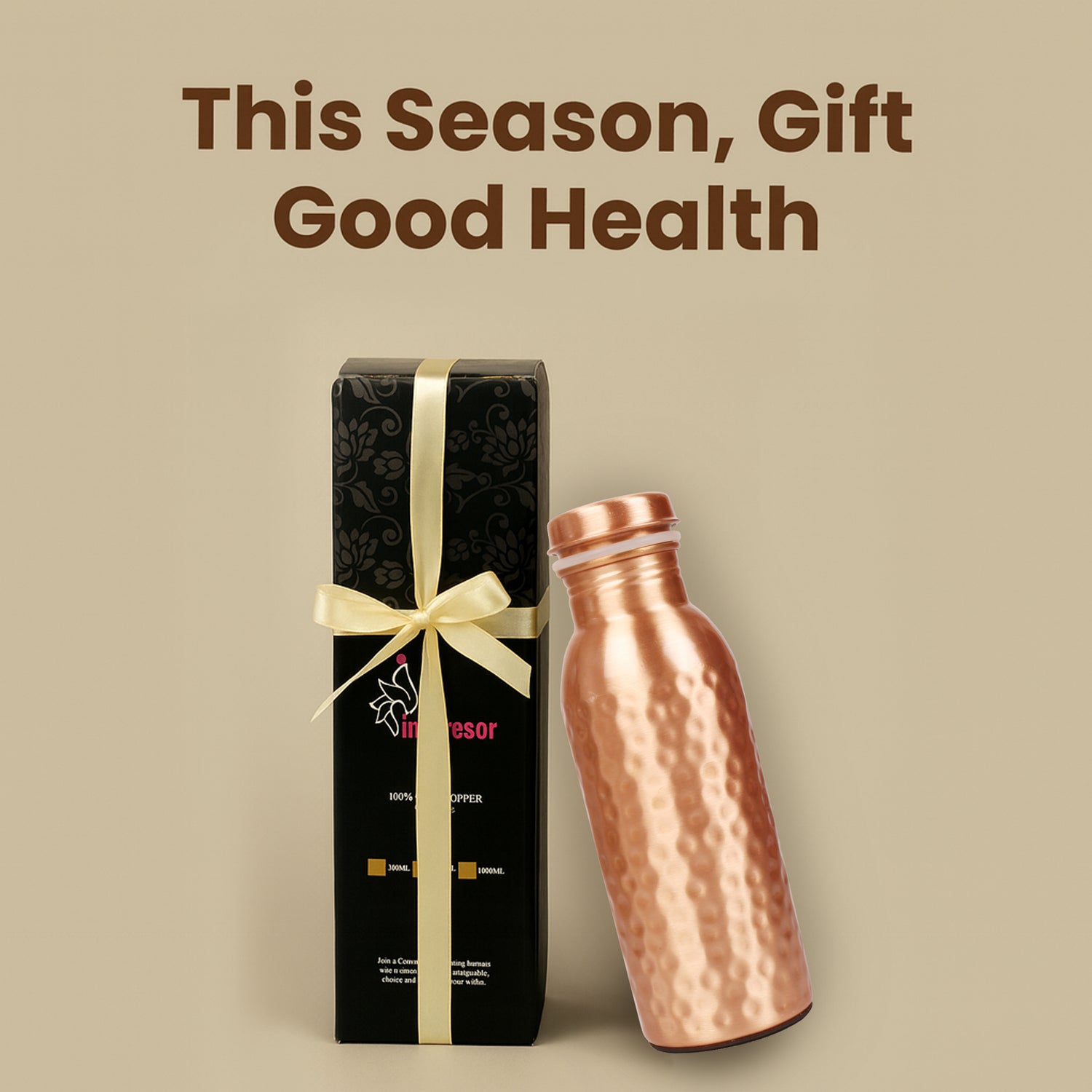 Pure Copper Handcrafted Water Bottle – 16 OZ Capacity