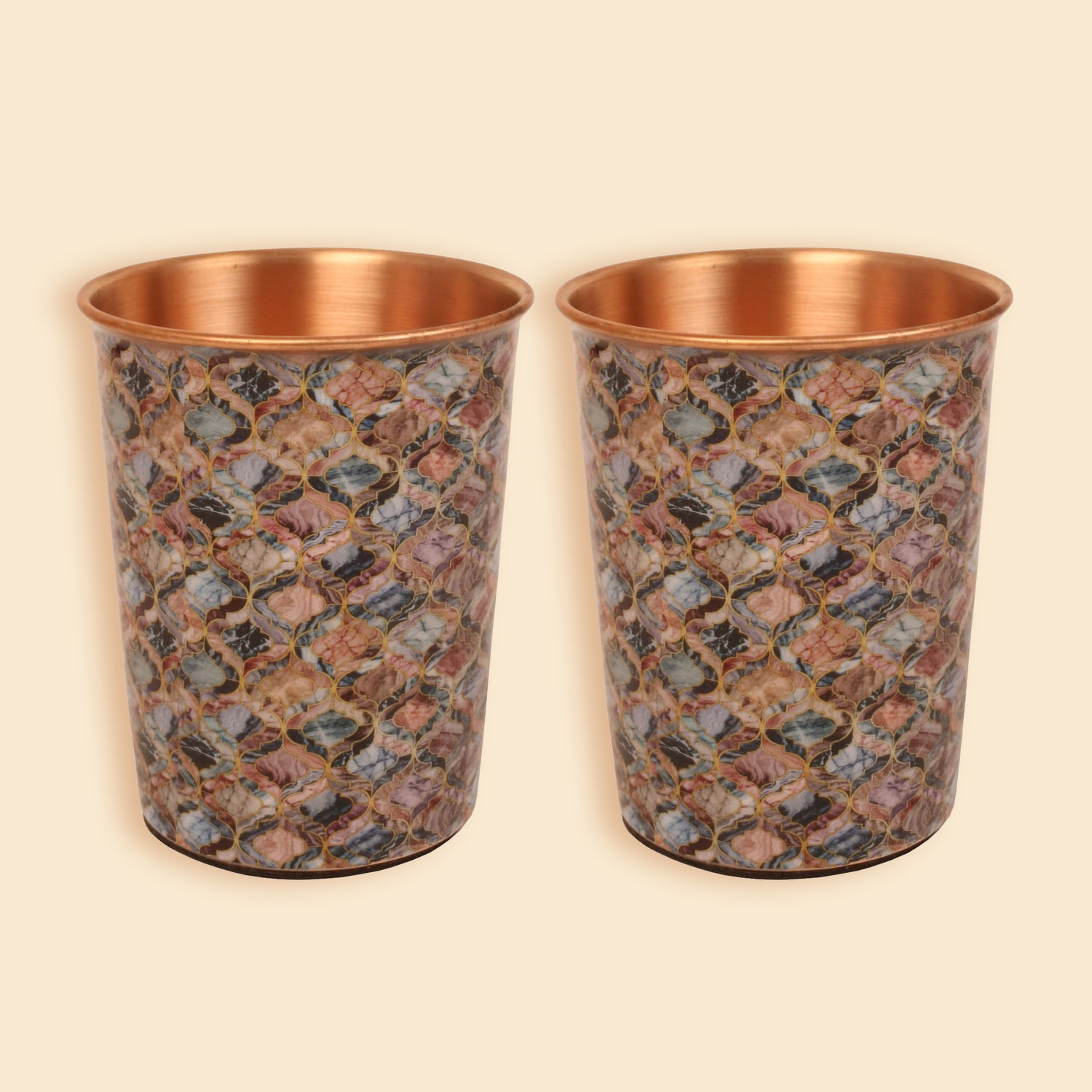 Pure Copper Handcrafted Water Drinks Glasses | 250ml (Pack of 2)