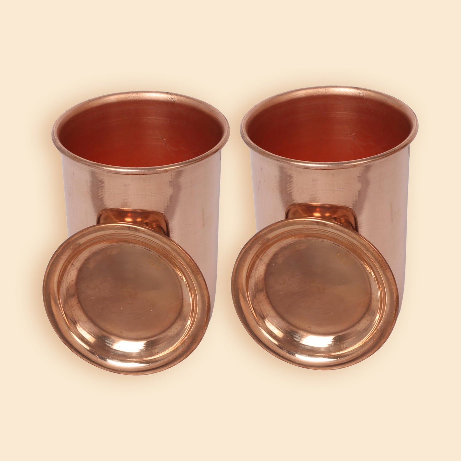 Pure Copper Handcrafted Water Drinks Glasses | 250ml (Pack of 2)