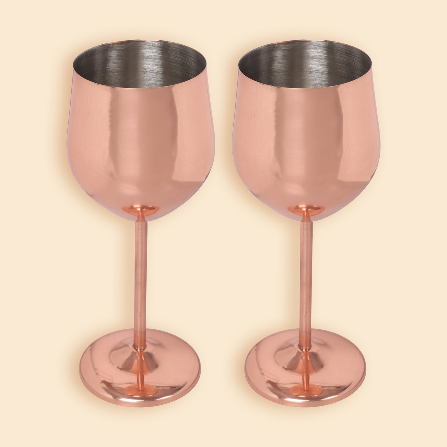 Pure Copper Handcrafted Drinks Wine Glasses | 500 ml (Pack of 2)
