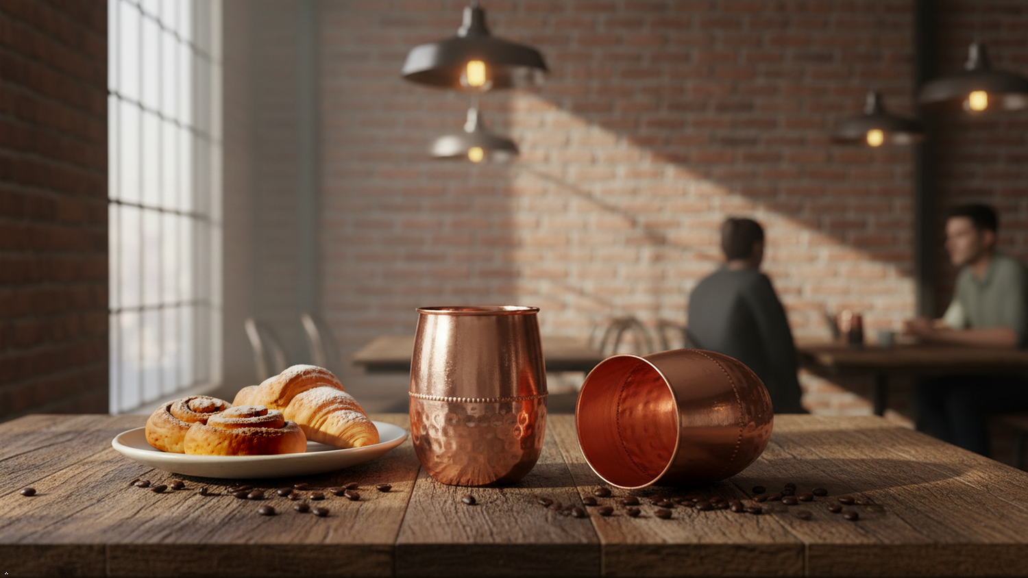 Pure Copper Handcrafted Water Drinks Glasses. Pack Of 2.