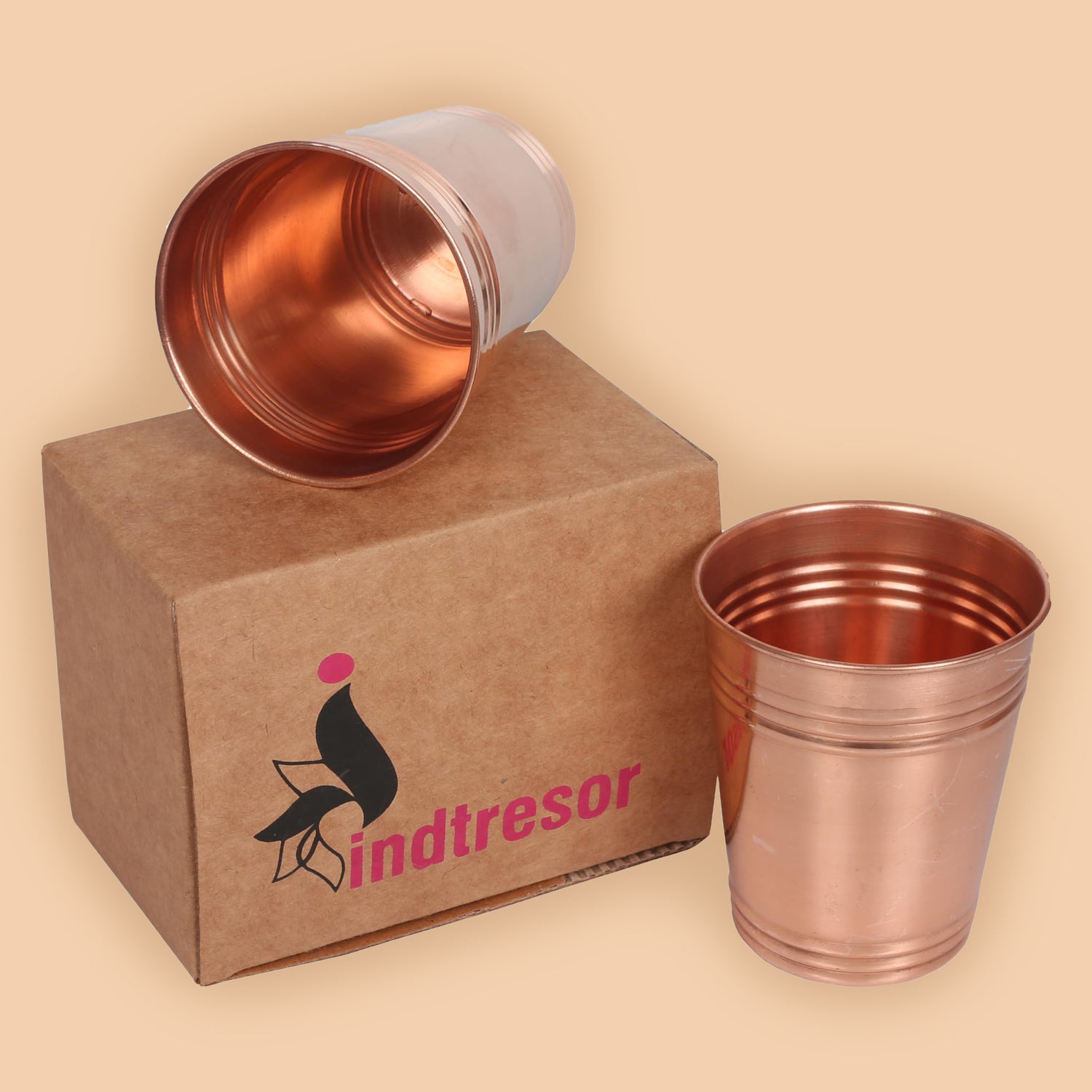 Pure Copper Handcrafted Water Drinks Glasses. Pack Of 2.