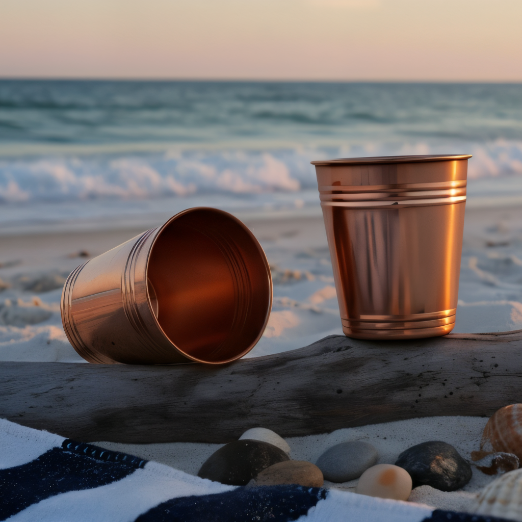 Pure Copper Handcrafted Water Drinks Glasses. Pack Of 2.