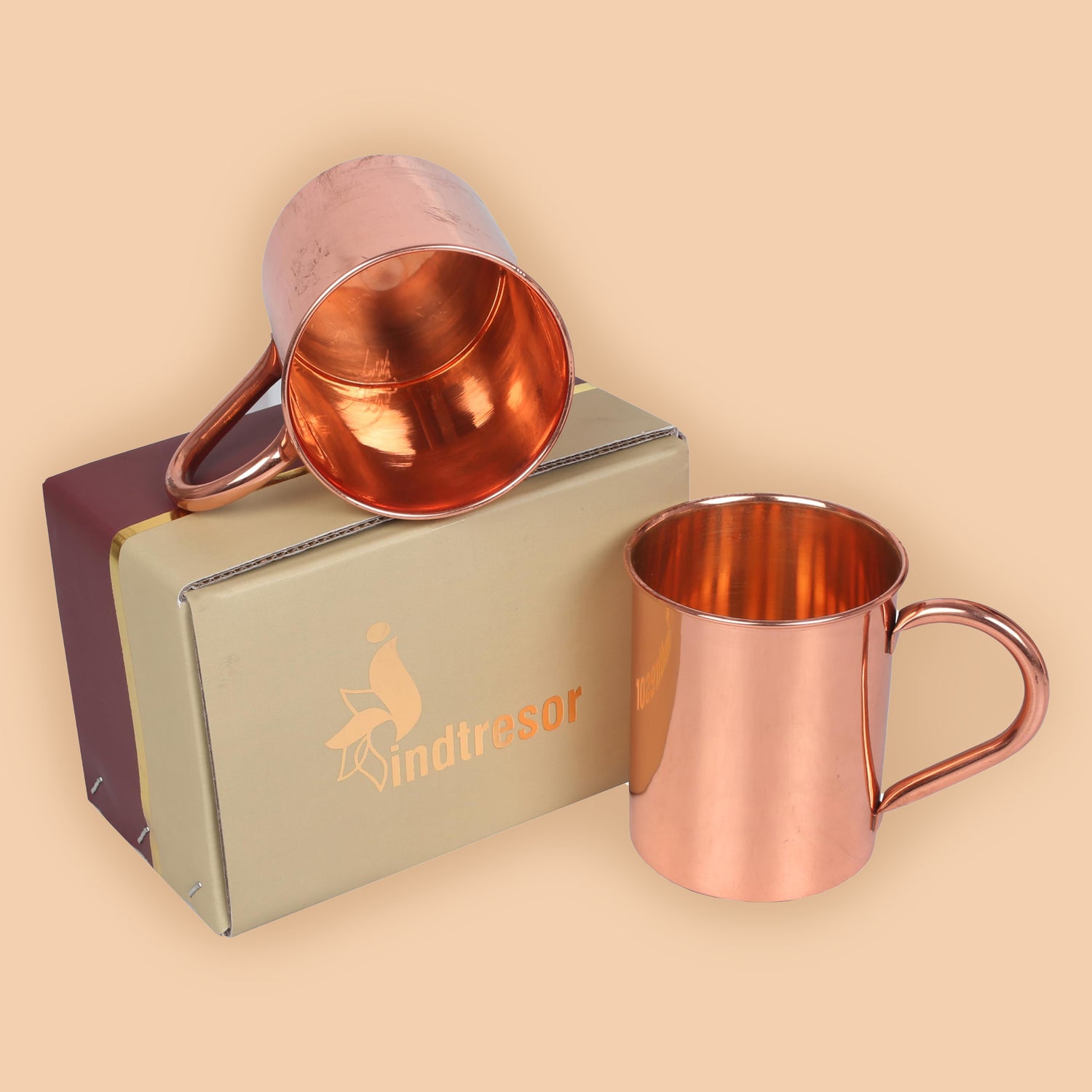 Pure Copper Moscow Mule Mugs - Handcrafted - Fabulous Pattern Handle Grip