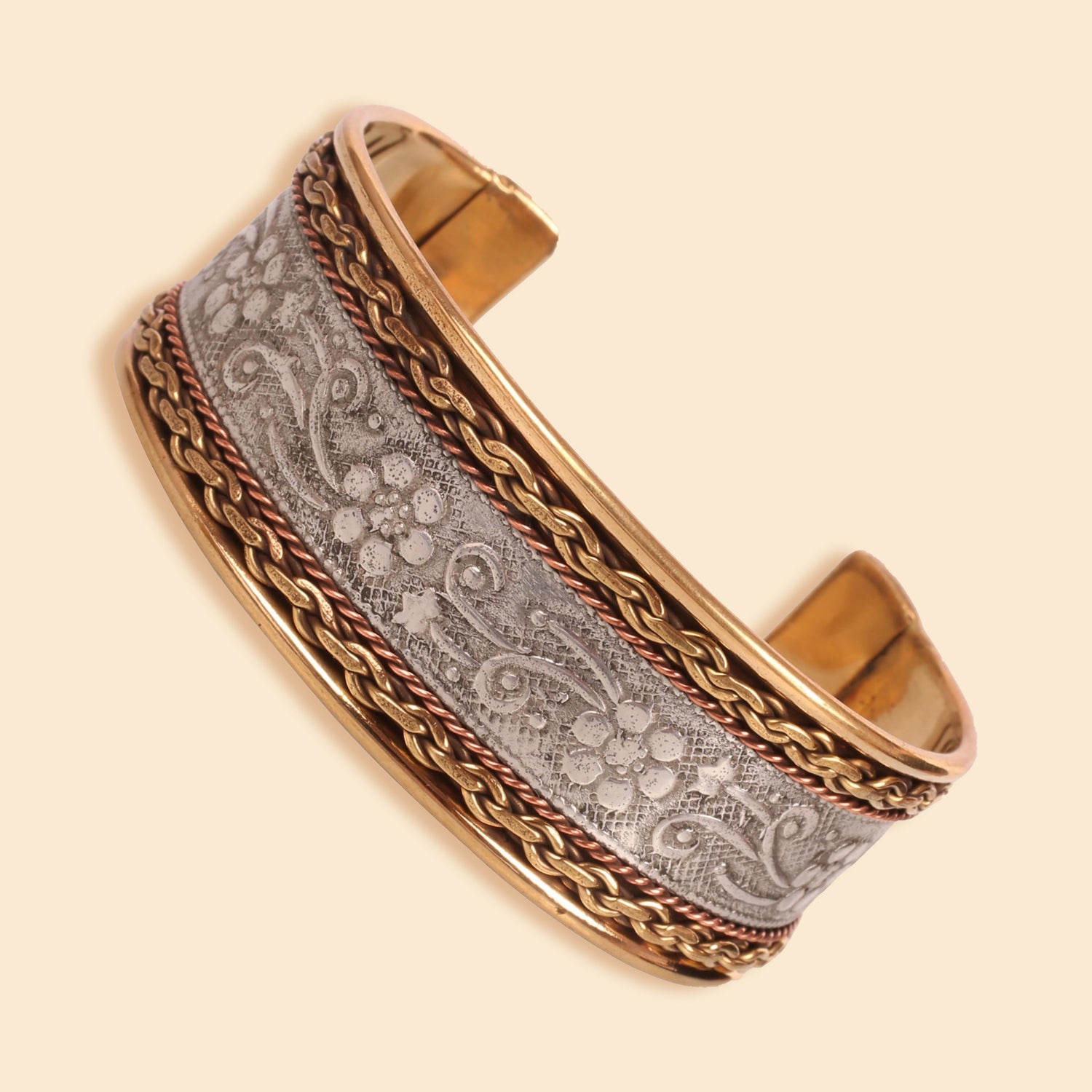 Designer Cuff Bracelet In Gold Silver Tones For Women.
